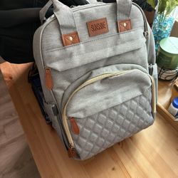 Brand New Diaper Bag Backpack – Insulated, Multi-Pocket (Gray) 
