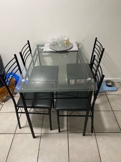 Black Glass Dining Table with 4 Chairs – $100 OBO