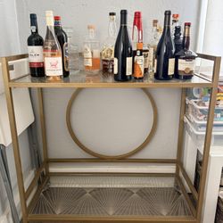 Gold and Glass Bar Cart 
