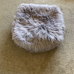 Grey Fur Odoman/Seat Decor In Original Package