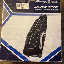 TOMMY ARMOUR Silver Scot 2-Wheel Golf Clubs Travel Cover, Black, Silver & White NEW