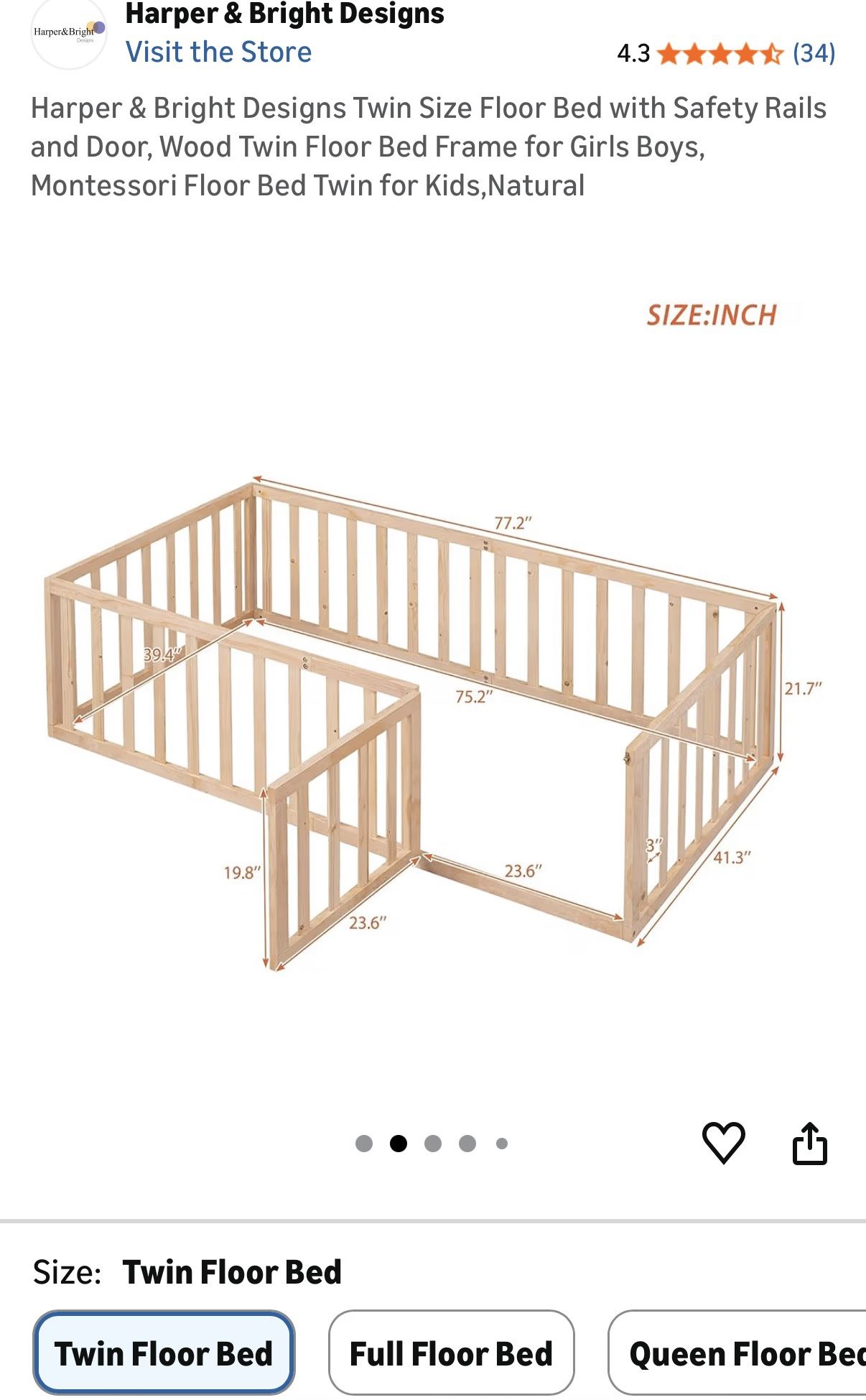 Floor Bed With Safety Rails (twin)