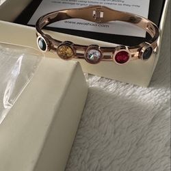 Brand New Rose gold bangle with five multi-colored stones - Swashaa jewelry piece.