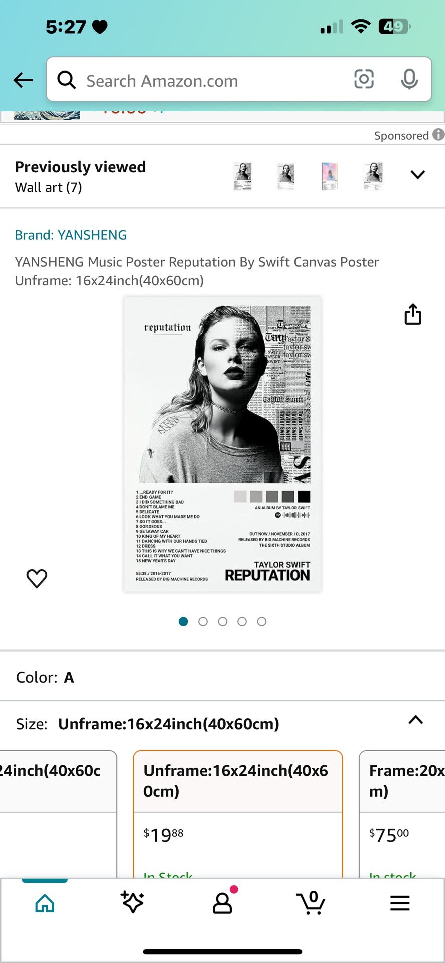 Taylor Swift Poster Canvas