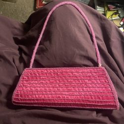 🔥PRICE REDUCED 🔥Bijoux Terner Pink Seed Bead Evening Hard Case Clutch Purse w Strap