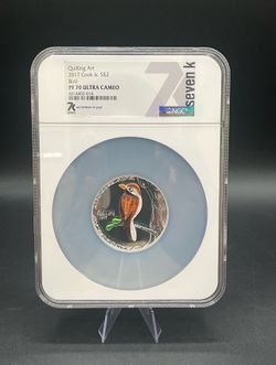 2017 SILVER COOK ISLANDS $2 Quilling Art Colorized Bird NGC PF 70 UC Seven K