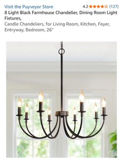 Puyveyor 8-Light Black Farmhouse Chandelier 26"