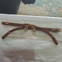 Cartier C Decor Eyeglasses Sunglasses Double C Logo Bubinga Wood Vintage Gold