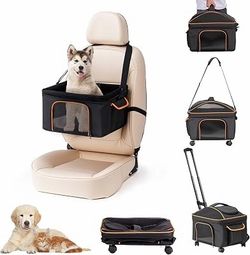 NOVOLAB Pet Carrier for Small Dog Cat, Cat Dog Carrier with Wheels Soft Sided Dog Rolling Crate Cat Travel Bag up to 15 Lbs Pet Strollers for Small Pe