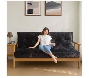 MAXYOYO 6" Futon Mattress Full Size, Velvet Thick Futons Couch Bed, Versatile Floor Mattress for Adults, (Frame Not Included )