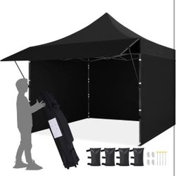 10x10 Pop Up Canopy Tent Heavy Duty with Sidewalls, Outdoor Commercial Canopy with Awning