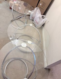 Set of 3 Glass Accent Table