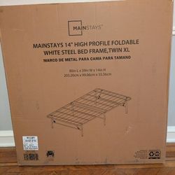 Twin XL White Folding Bed Frame/ No Box Spring Required