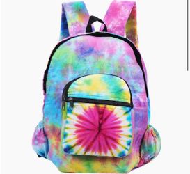 Product description Colorful backpack that is splashed with tie-dye. Zip pockets add must-have storage space.  Note: This one-of-a-kind item is handcr