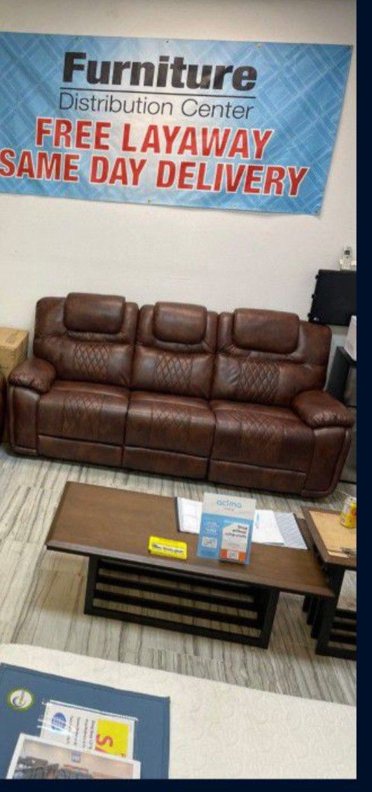 *Weekend Special!!!*---Sleek Santiago Brown Leather Reclining Sofa/Loveseat Sets---Now $999!!!---Delivery And FinancingðŸ¤