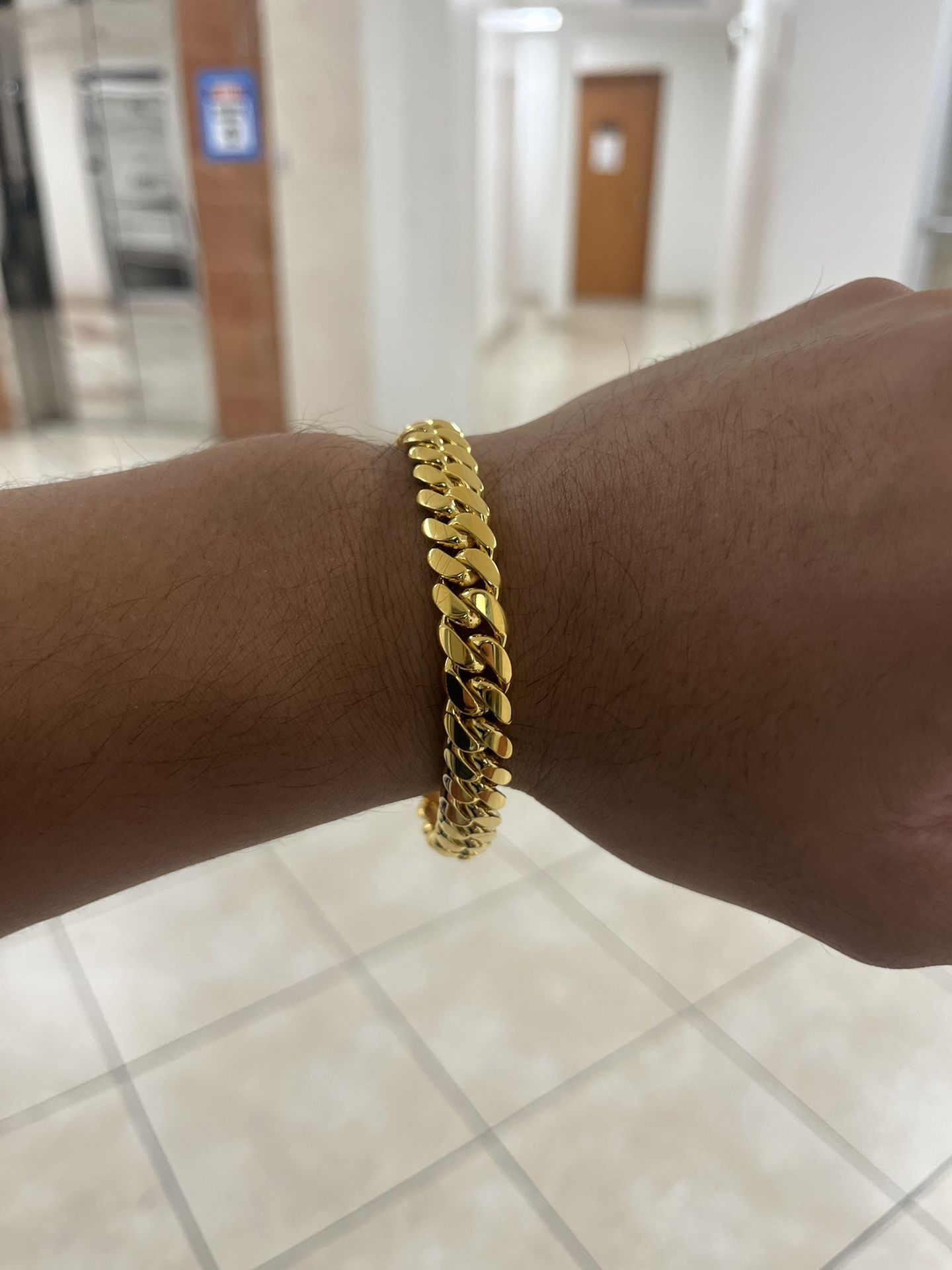 10MM MIAMI CUBAN LINK BRACELET 8.5” GOLD OVER SILVER