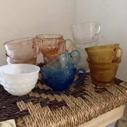 Lot Of Depression Glass Tea Cups