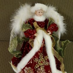 CHRISTMAS ANGEL IN FEATHER WINGS