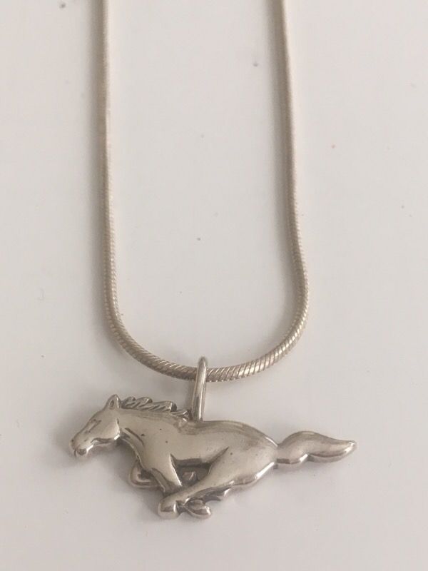 Sterling Silver Mustang Horse Pendant Necklace