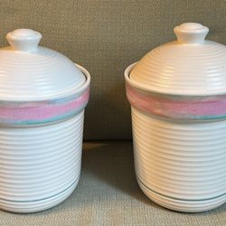 Treasure Craft USA Mirage Pattern Large Lidded Canister 9 1/2" - Set of 2