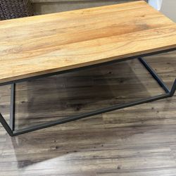 EUC West Elm Acacia Wood Modern Industrial MCM Coffee Table