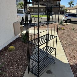 Solid Wrought iron rack shelf / foldable shelves / indoor or patio plant stand  62” tall by 28” wide By 11.5” Deep 