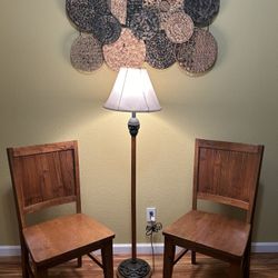 Solid Wood Chairs And Floor Lamp