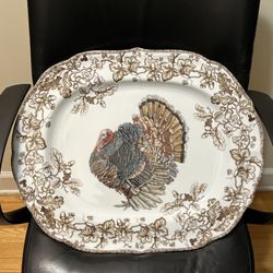 Williams Sonoma Plymouth Turkey Huge Oval Serving Platter 21.5" x 17.5"