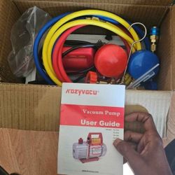 VACUUM Pump For Cars And Trucks With Gauge Manifold Set