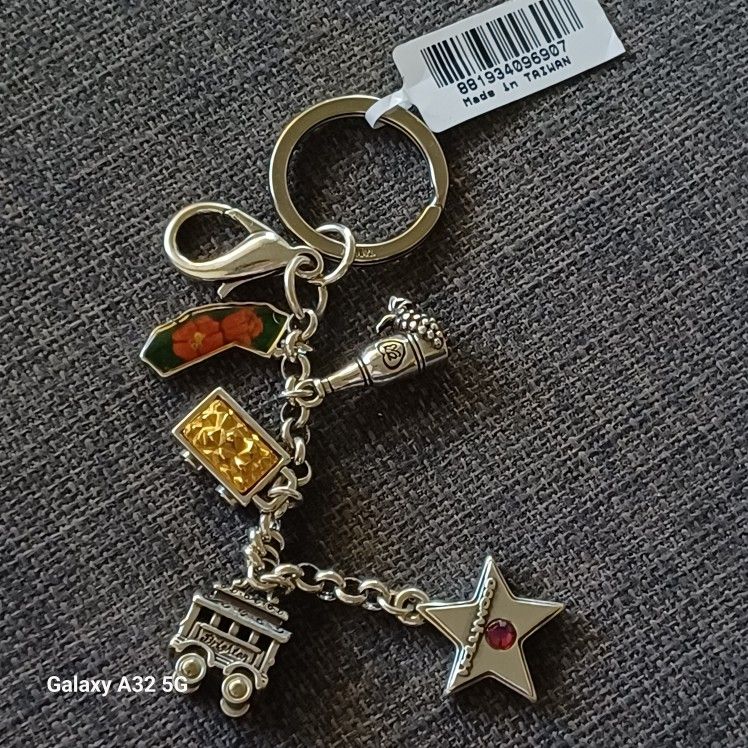 New- BRIGHTON " CALIFORNIA" SILVER TONE FOB KEYCHAIN