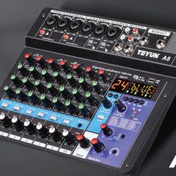 NEW Audio Mixer, 8 Channel, Mixer Console Build-in 24 DSP Effects, 48V Phantom Power for Karaoke Streaming !