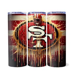 Custom 20oz 49ers Football Striped Print Stainless Steel Skinny Tumbler