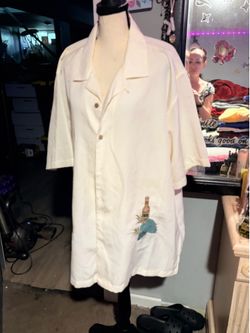 NWOT embroidered tropical button down shirt men’s- XL