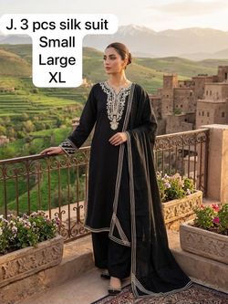 3-Piece Black Silk Embroidered Suit