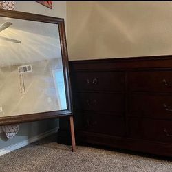 Wood dresser and mirror