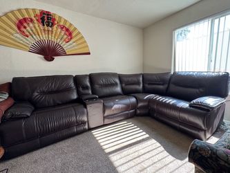 Retreat 6-Piece Cognac Leather Power Reclining Sectional with USB. (WILLING TO NEGOTIATE THE PRICE)