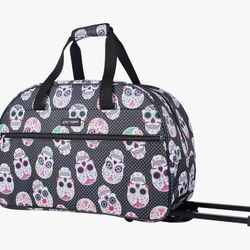 Betsey Johnson Sugar Skull Rolling Luggage 
