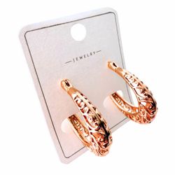 Chunky Filigree Scroll Hoop Earrings – Rose Gold Plated | Vintage-Inspired Jewel