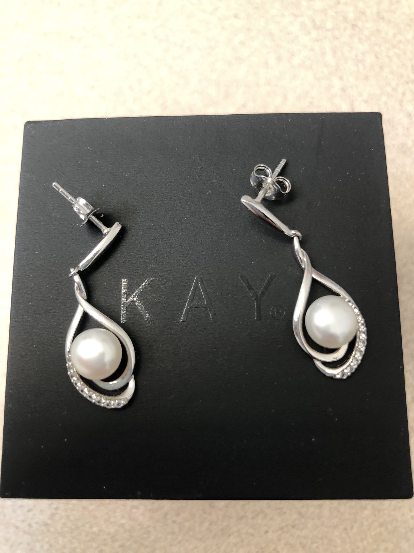 Kay Diamond Drop Pearl Earrings