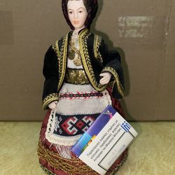 7.5 inch Vintage Evelt Handmade Greek Porcelain Doll 151 E Sfakia-Crete Imported From Greece 