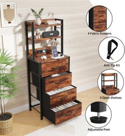 Tall Nightstand with LED Light,