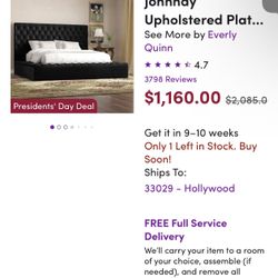 Black Tufted Upholstered Platform Bed – King Size