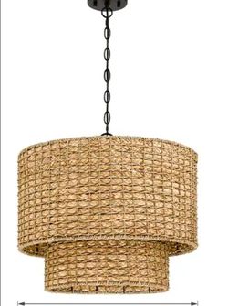 15.7" Rattan Chandelier for Dining Room, Large Boho Pendant Light