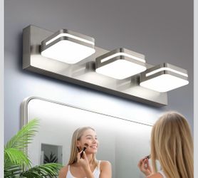 360° Rotate LED Bathroom Vanity Light Fixtures, 1300LM Acrylic Brushed Nickel Vanity Lights for Bathroom, Modern Wall Lighting Fixtures Over Mirror Ki