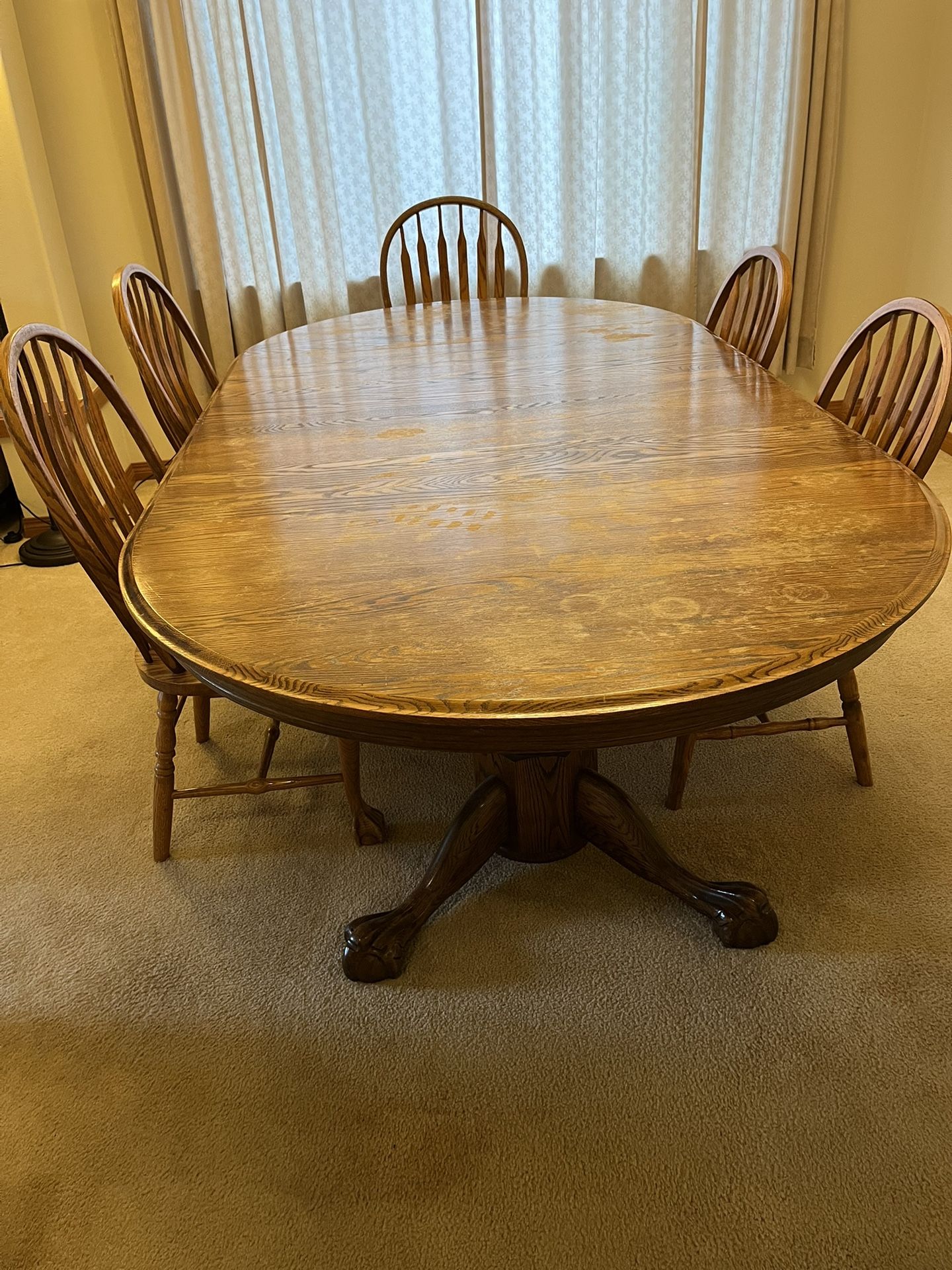 Large Oak Dining Table w/Chairs