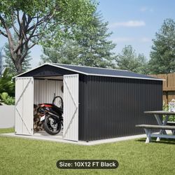$450!!!  10’x12’ (141”x113.7”) Black Metal Storage Shed, NO base. Prices are firm!!! NO HOLDS!!!