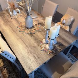 7-Piece Dining Set (Table + 6 Chairs) – Modern Rustic Style