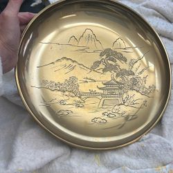 Brass Chinese Plate/Bowl Signed