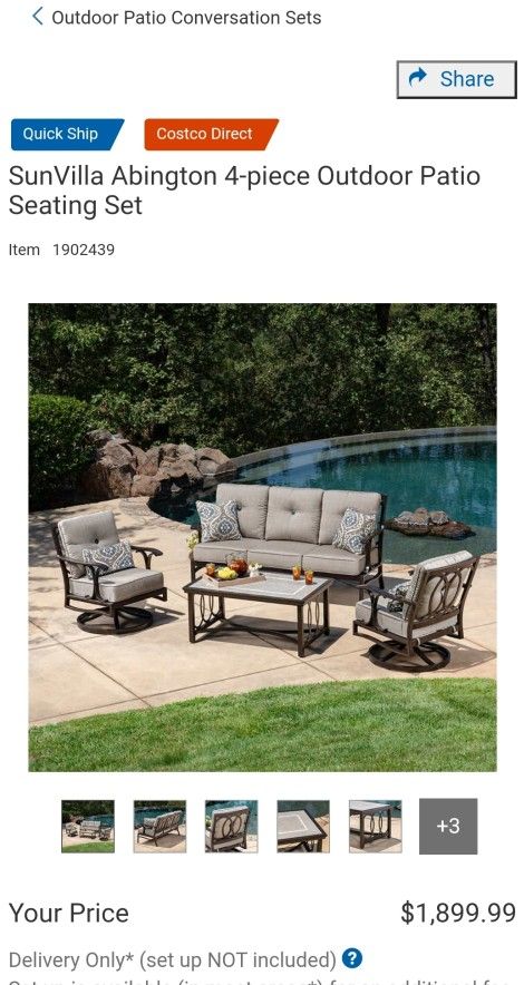 SunVilla Abington 3-piece Outdoor Patio Seating Set (no table) $1,200