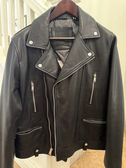 DKNY Black Leather Biker Jacket (MED/BLK)